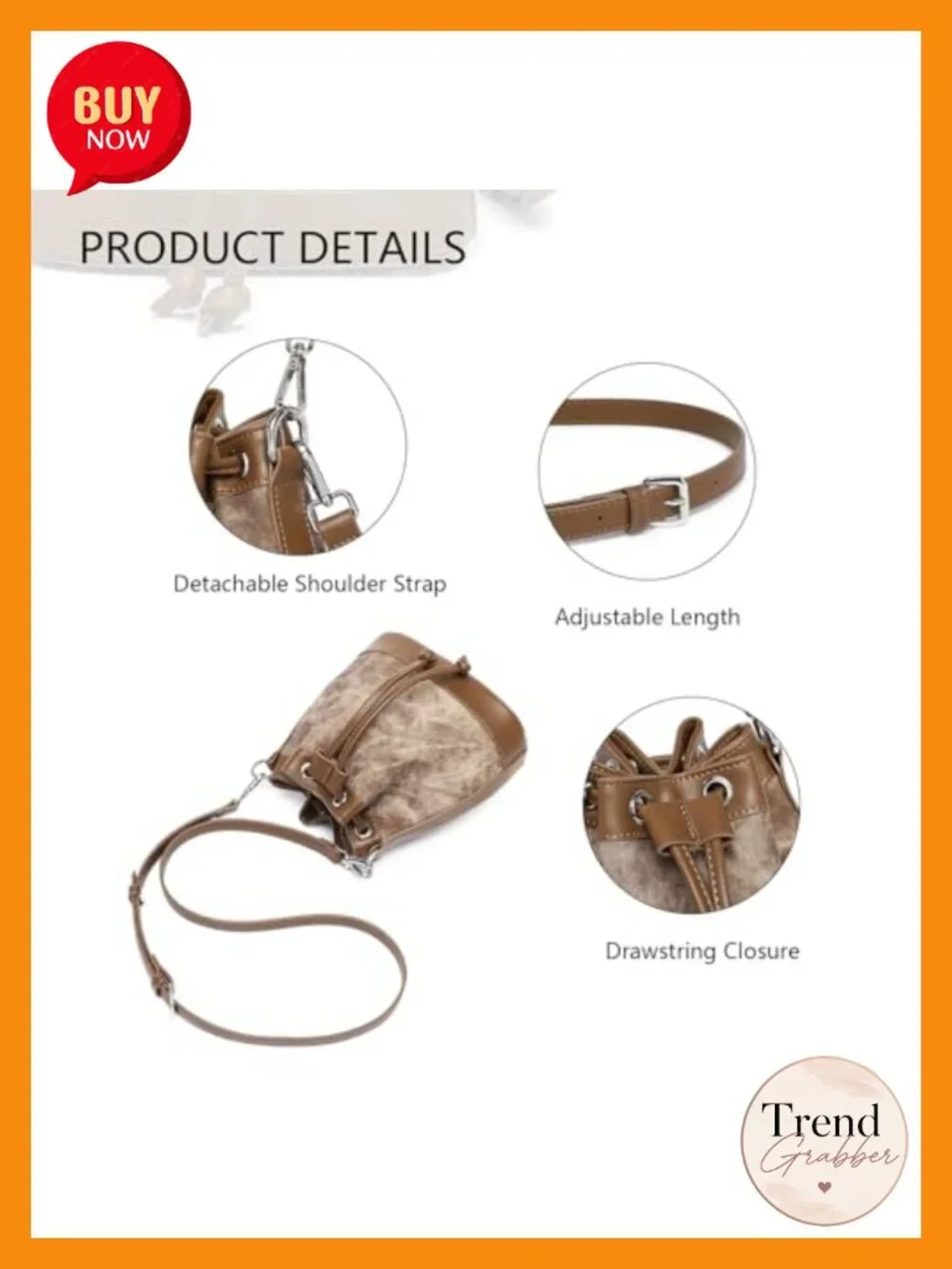 Denim Crossbody Bag for Women - Stylish Bucket Handbag - Lightweight and